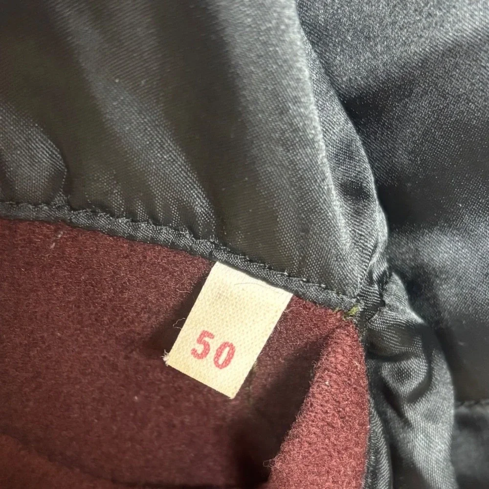 Vintage Style Wool Varsity Jacket New York Giants Patch Burgundy Snap Bomber - Picture 10 of 12